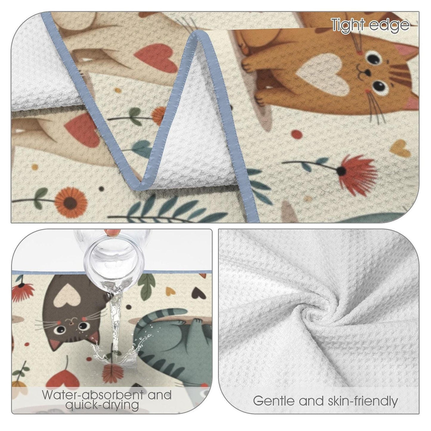Soft Waffle Cat Bath Towel, Cozy 29x58 Inch Absorbent Polyester Fabric