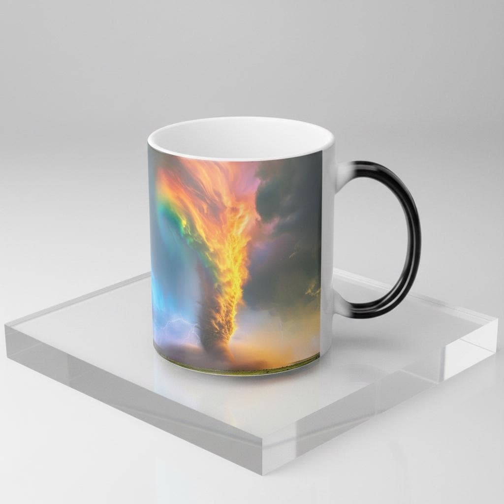 Color-Changing Tornado Mug, Heat-Reactive Ceramic Coffee Cup for Enchanting Beverages