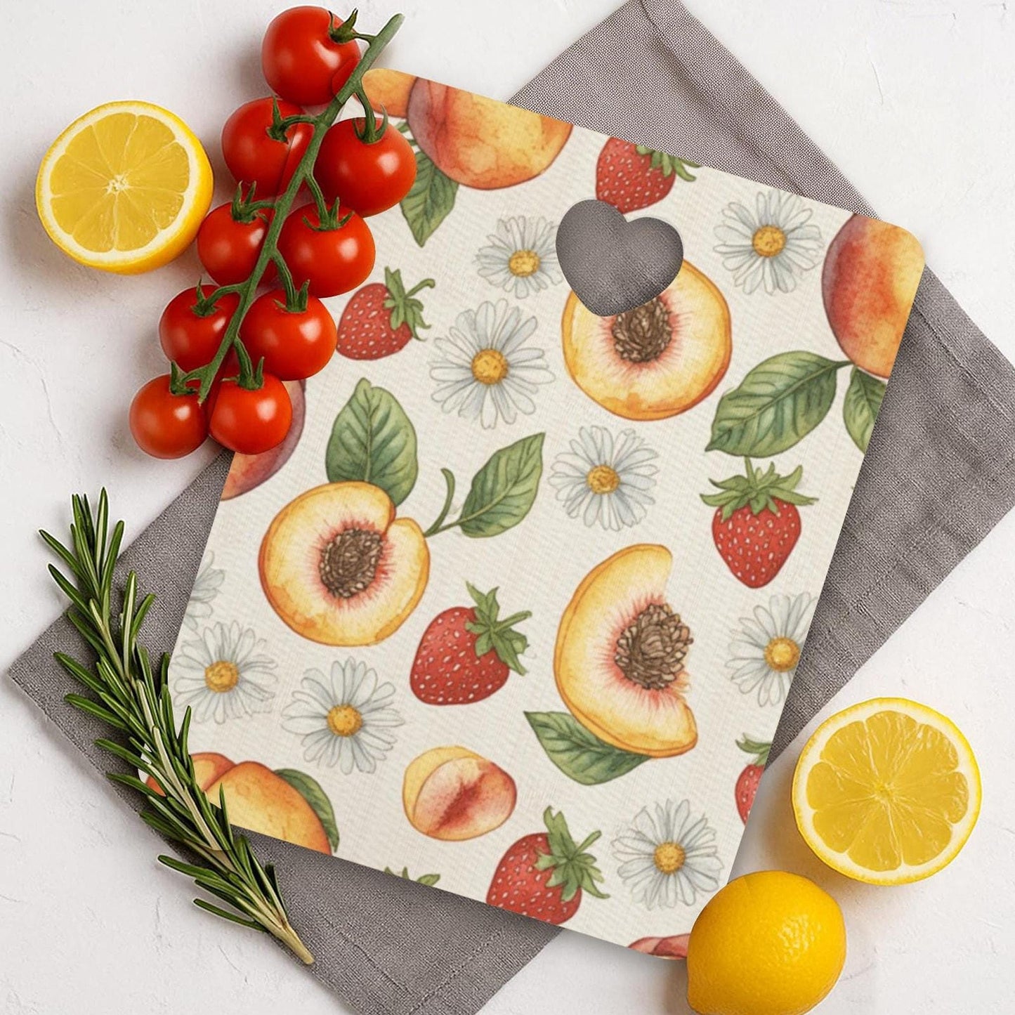 Bamboo Cutting Board with Heart Cutout, 28cm Kitchen Decor Serving Tray