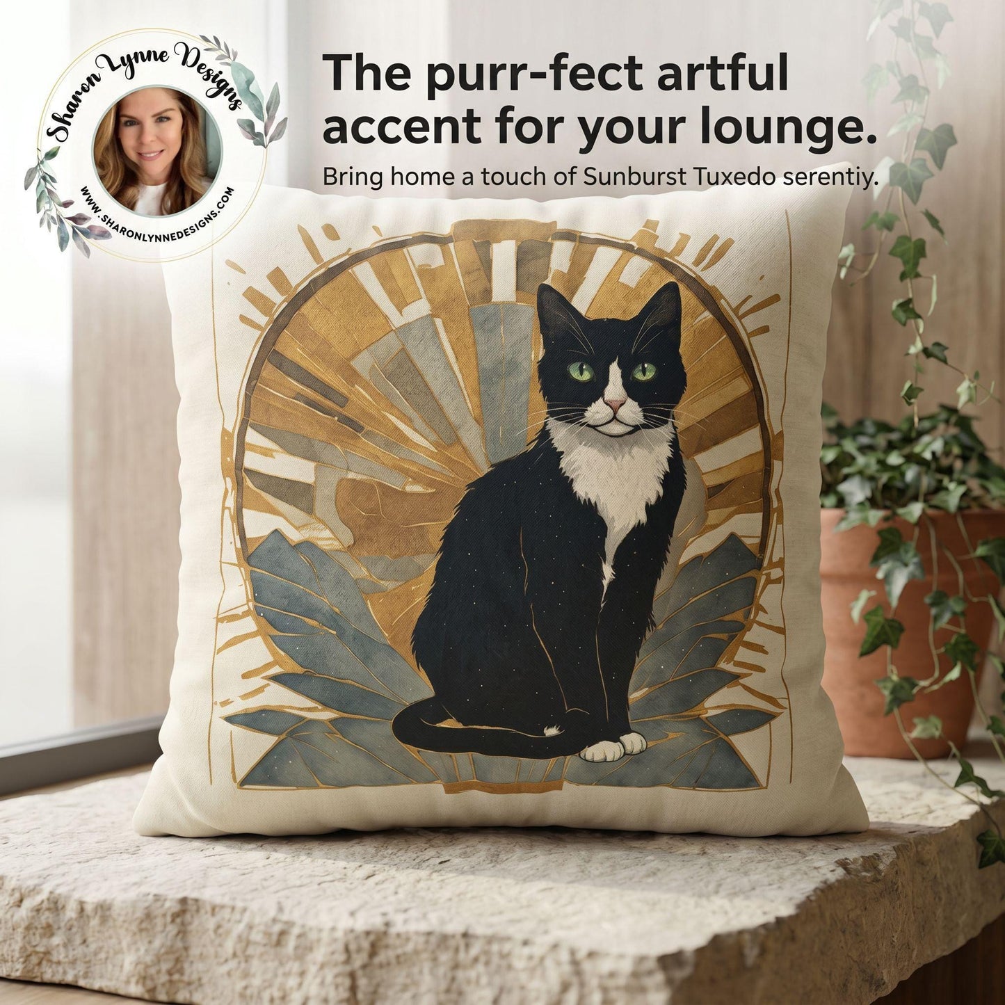 Tuxedo Cat Art Pillowcase, Soft Faux Suede Cover with Double-Sided Print