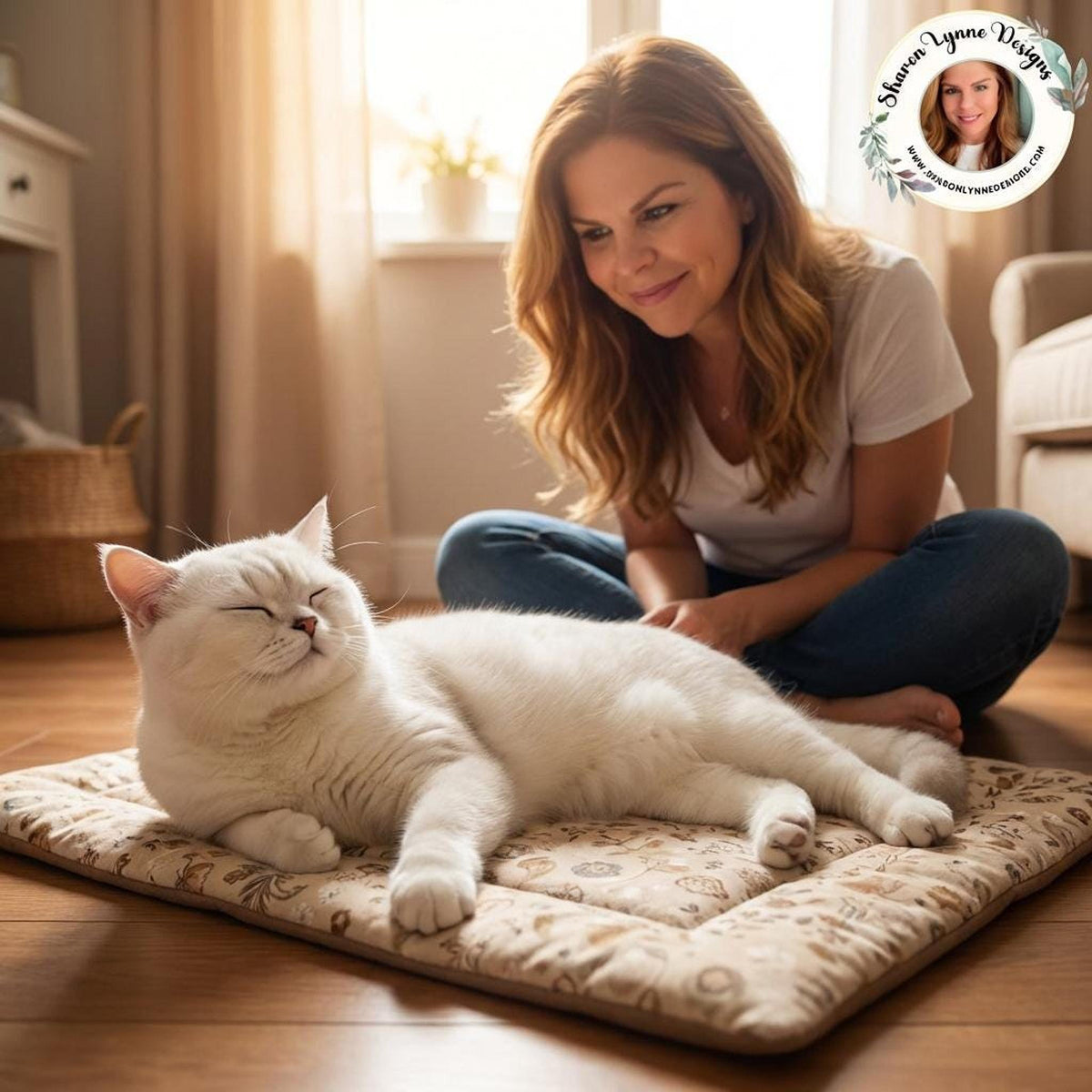 Beige Cat Heating Pad – Cozy Electric Pet Mat for Small Animals