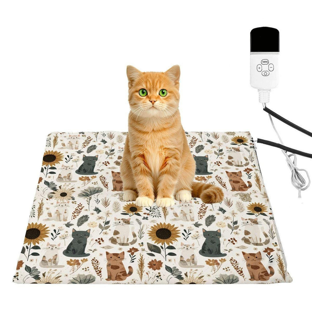 Beige Cat Heating Pad – Cozy Electric Pet Mat for Small Animals