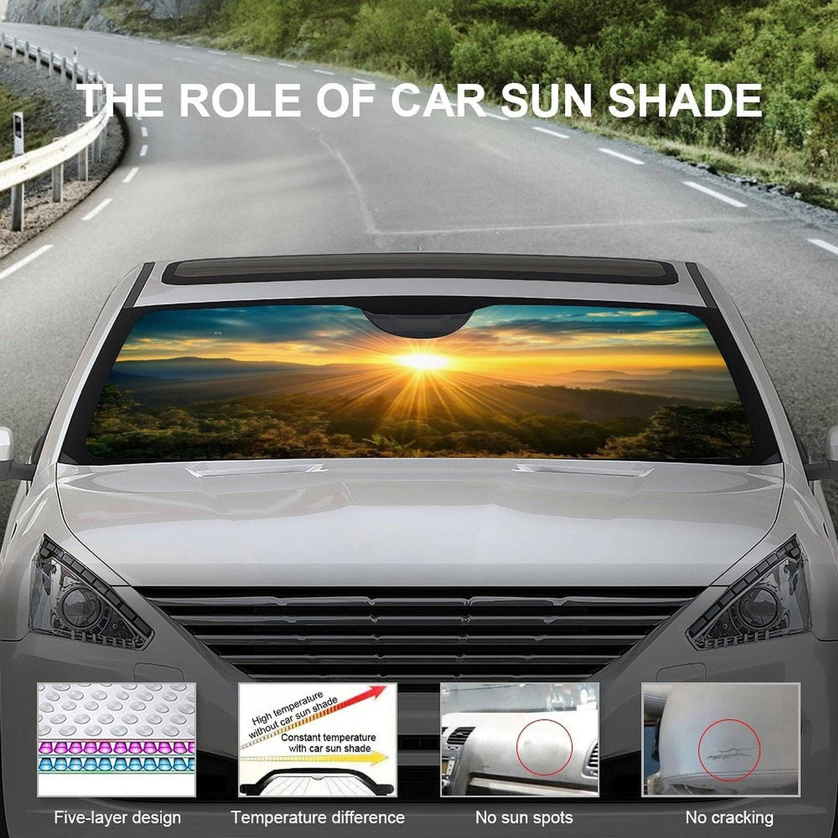 Scenic Mountain Car Sun Shade: UV Protection Cooling Accessory