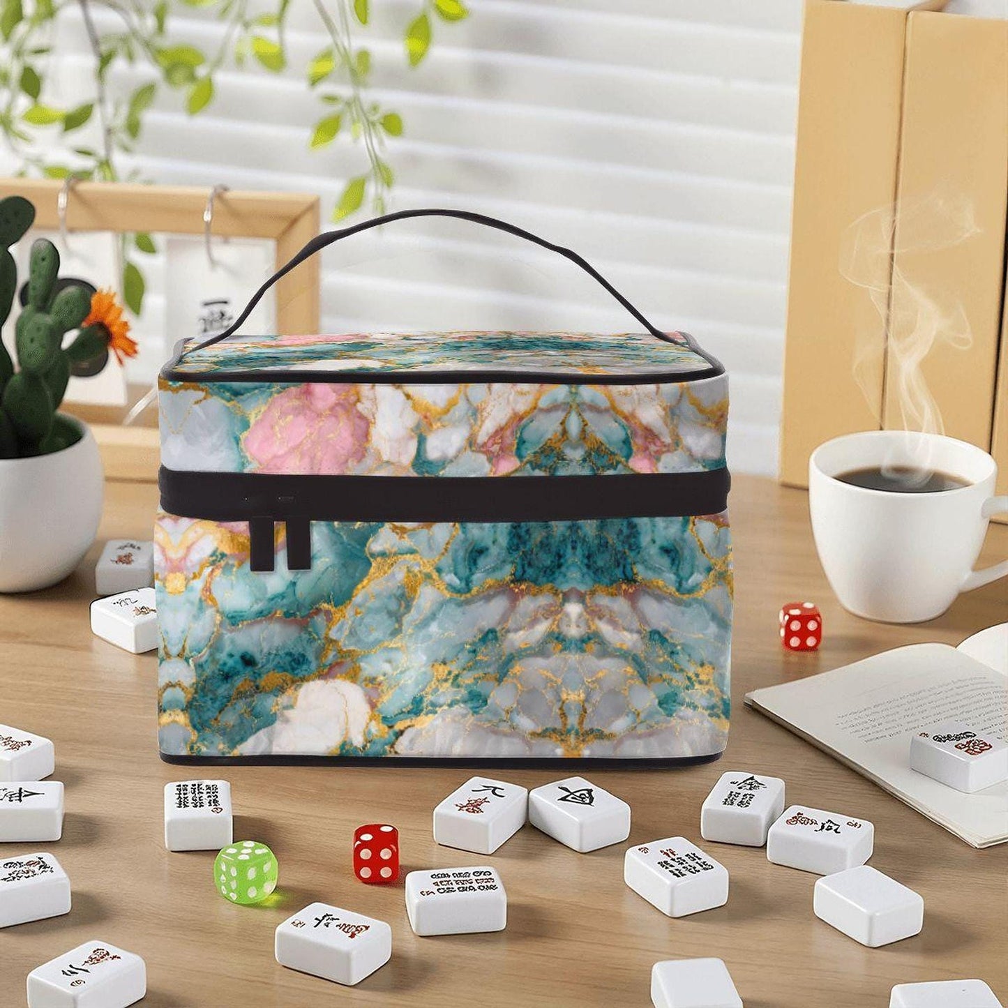 Marble Portable Mahjong Bag, Durable Travel Tote for Game Sets