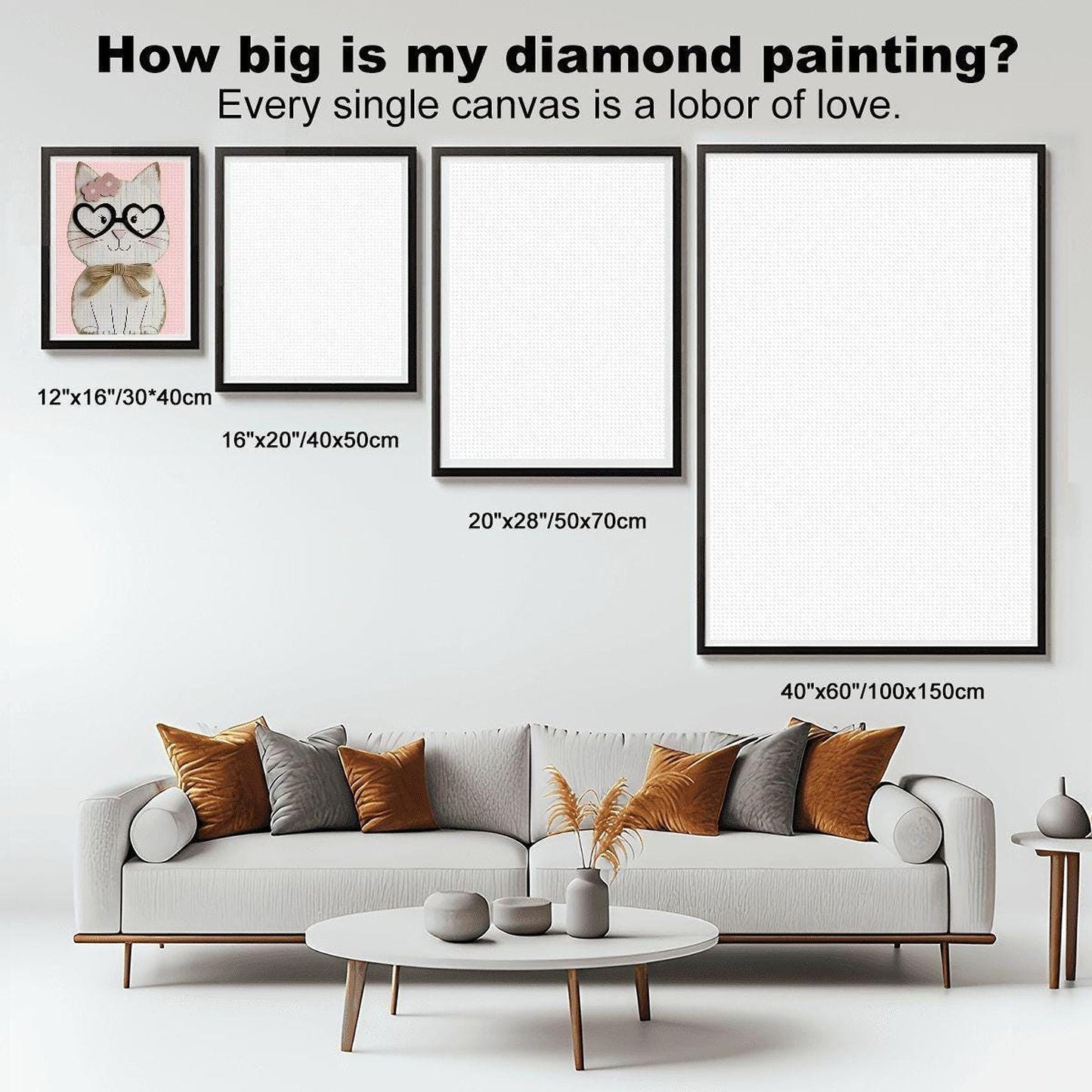 Smarty Cat Diamond Painting Kit, 12x16 Inches Feline Art with Heart Glasses
