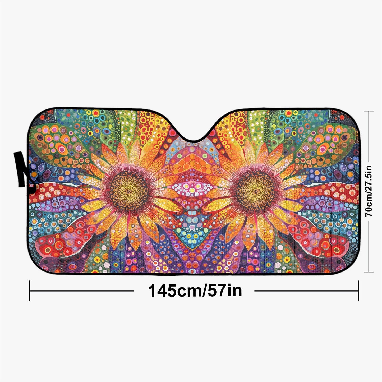 Sunblock Pattern Windshield Sun Shade, Retro Floral PVC + PE Bubble, 57 x 27.6-Inch