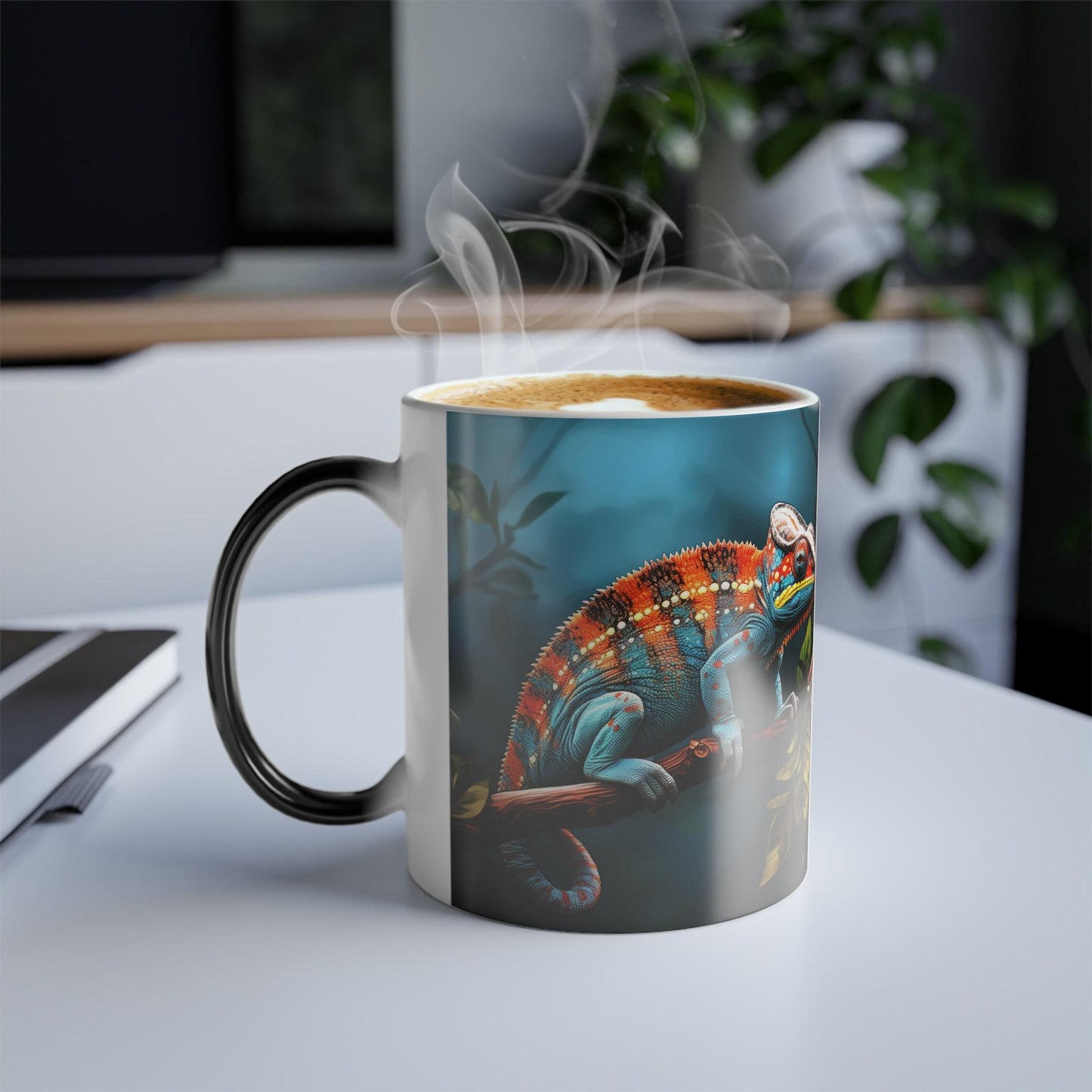 Colorchanging Useful Mug, Heat-Reactive Ceramic 11oz Glossy Black Finish