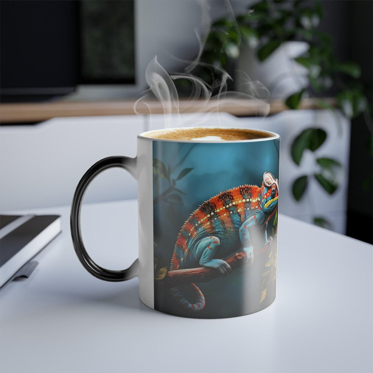 Colorchanging Useful Mug, Heat-Reactive Ceramic 11oz Glossy Black Finish