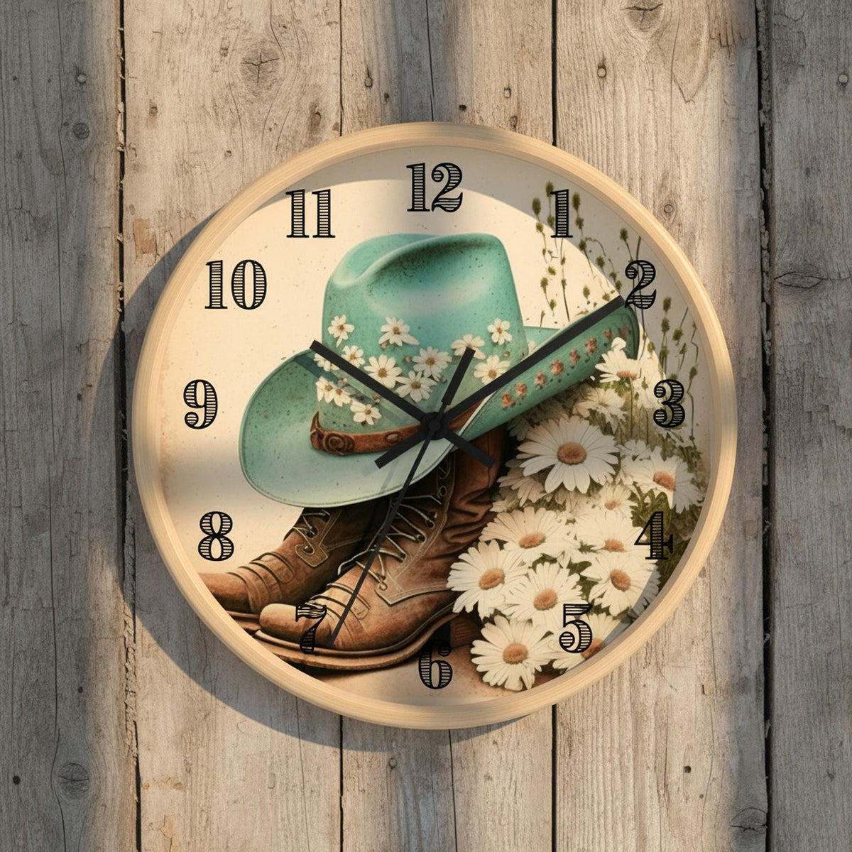 Floral Cowgirl Wall Clock – Rustic Western Home Decor