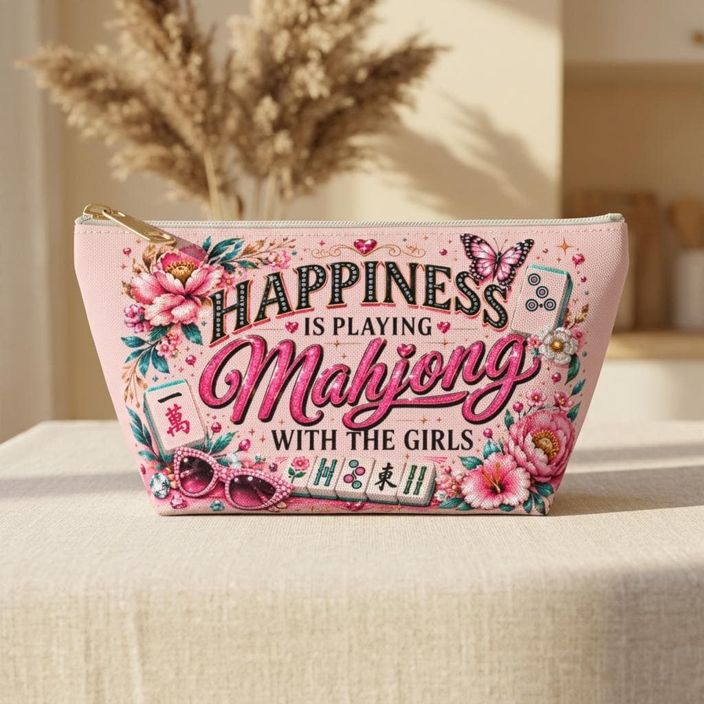 Happiness Is Playing Mahjong Tile Pouch