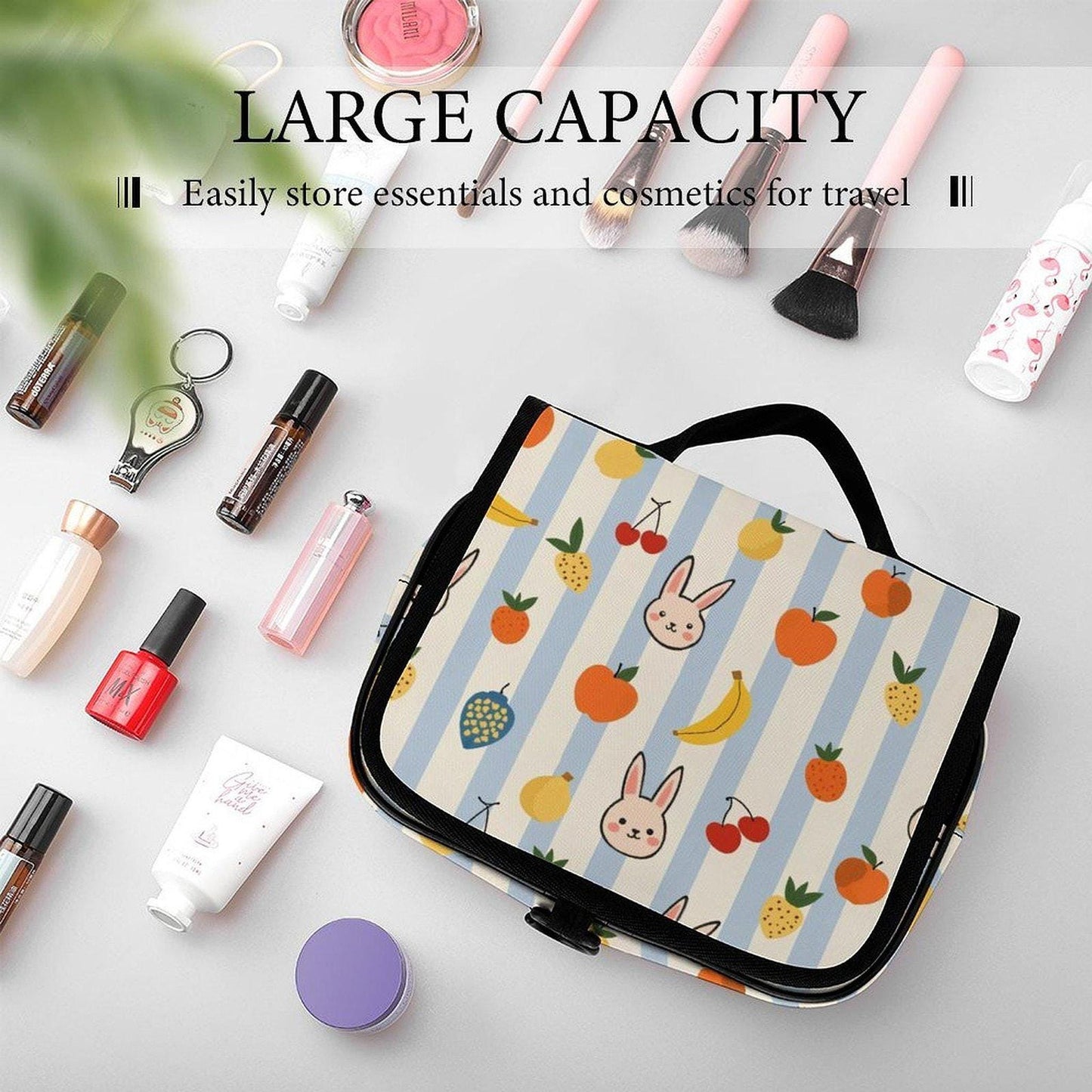 Bunny Toiletry Bag, Durable Polyester Organizer with Multiple Compartments