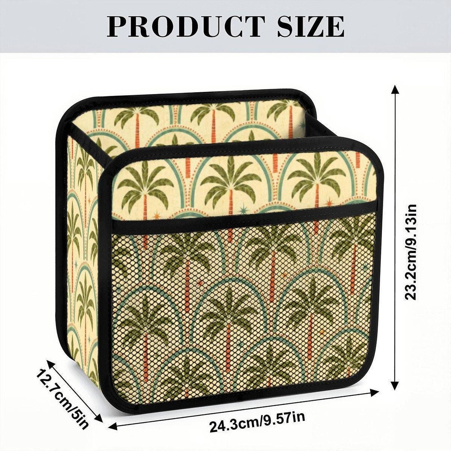 Car Seat Organizer, Retro Palm Tree PU Storage with Mesh Pocket