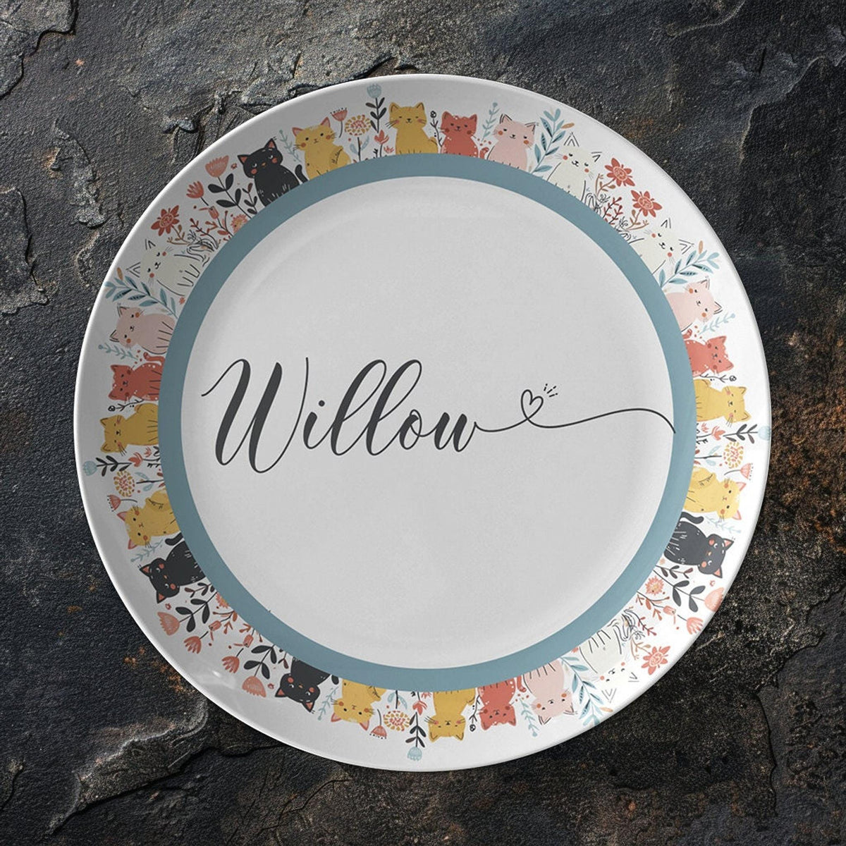 Personalized Cat Food Plate: Custom Kitty Dish, Decorative Pet Bowl