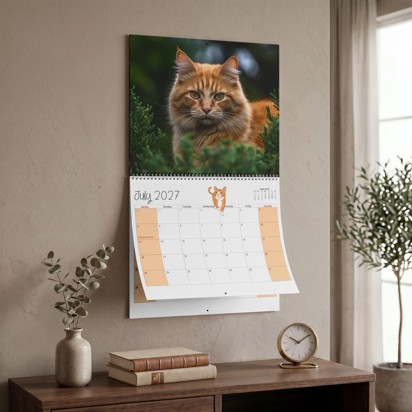Ginger Cat Calendar 2027, Monthly Planner with Cat Photos