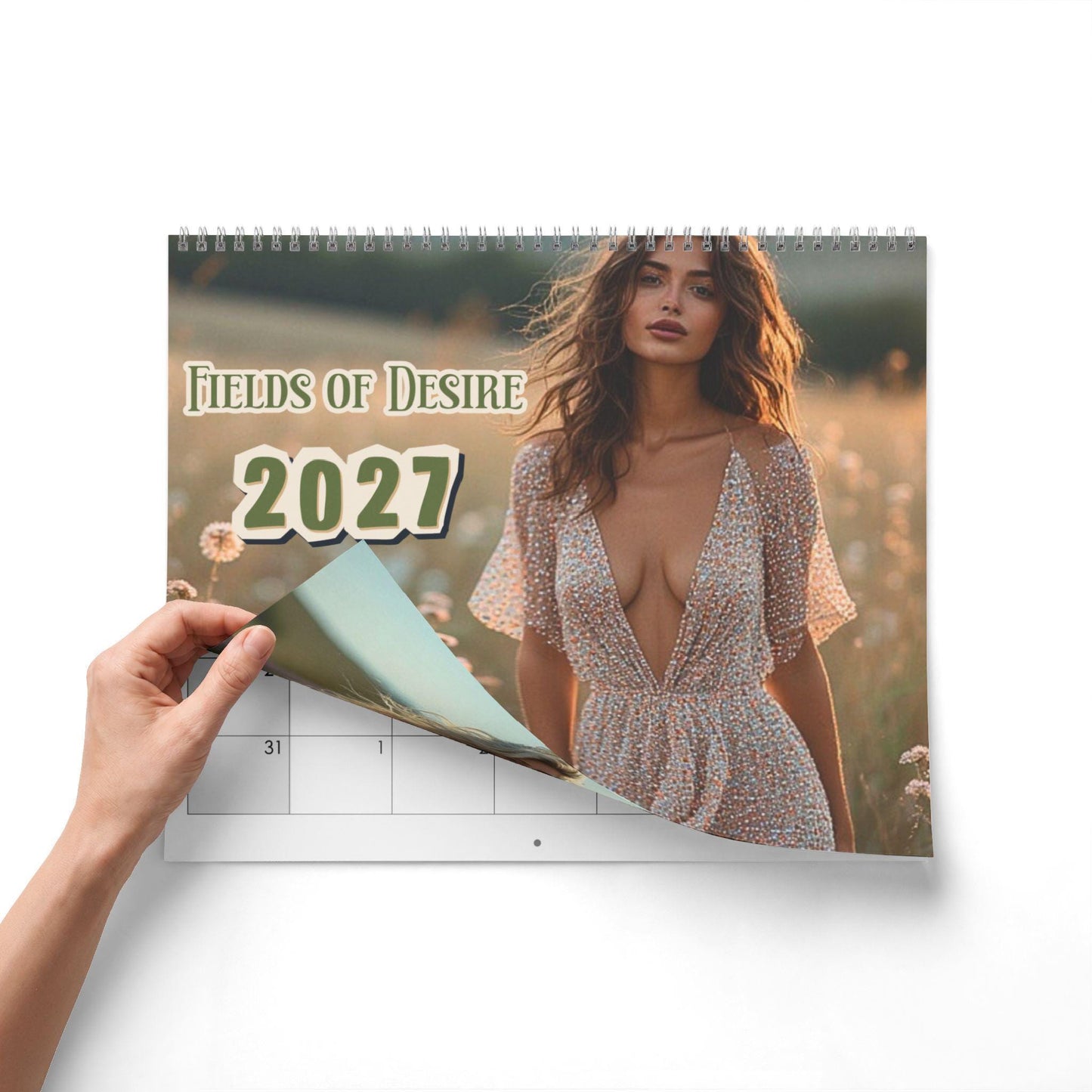 Fields of Desire 2027 Wall Calendar, Artistic Female Portraits Floral Design (Two Sizes)
