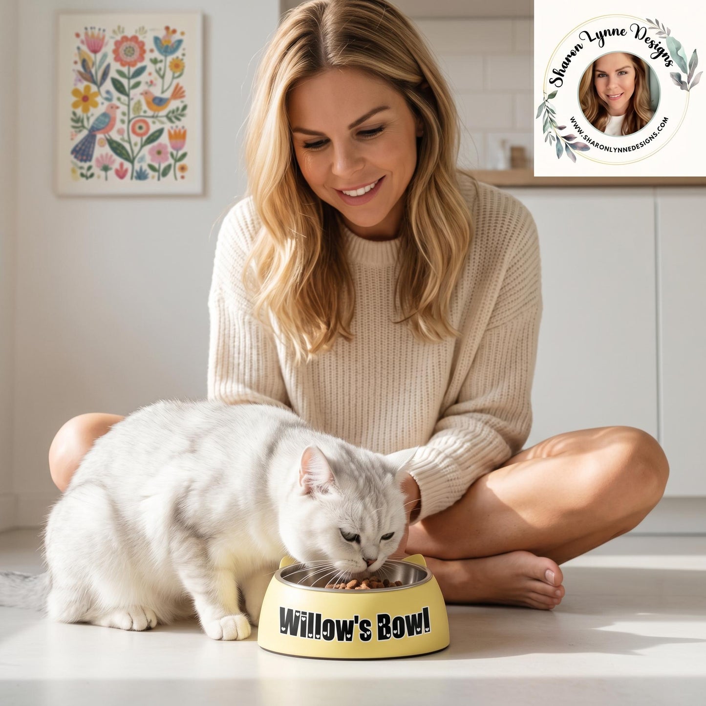 Custom Pet Bowl with Name, Personalized Stainless Steel Dish and Non-Slip Base