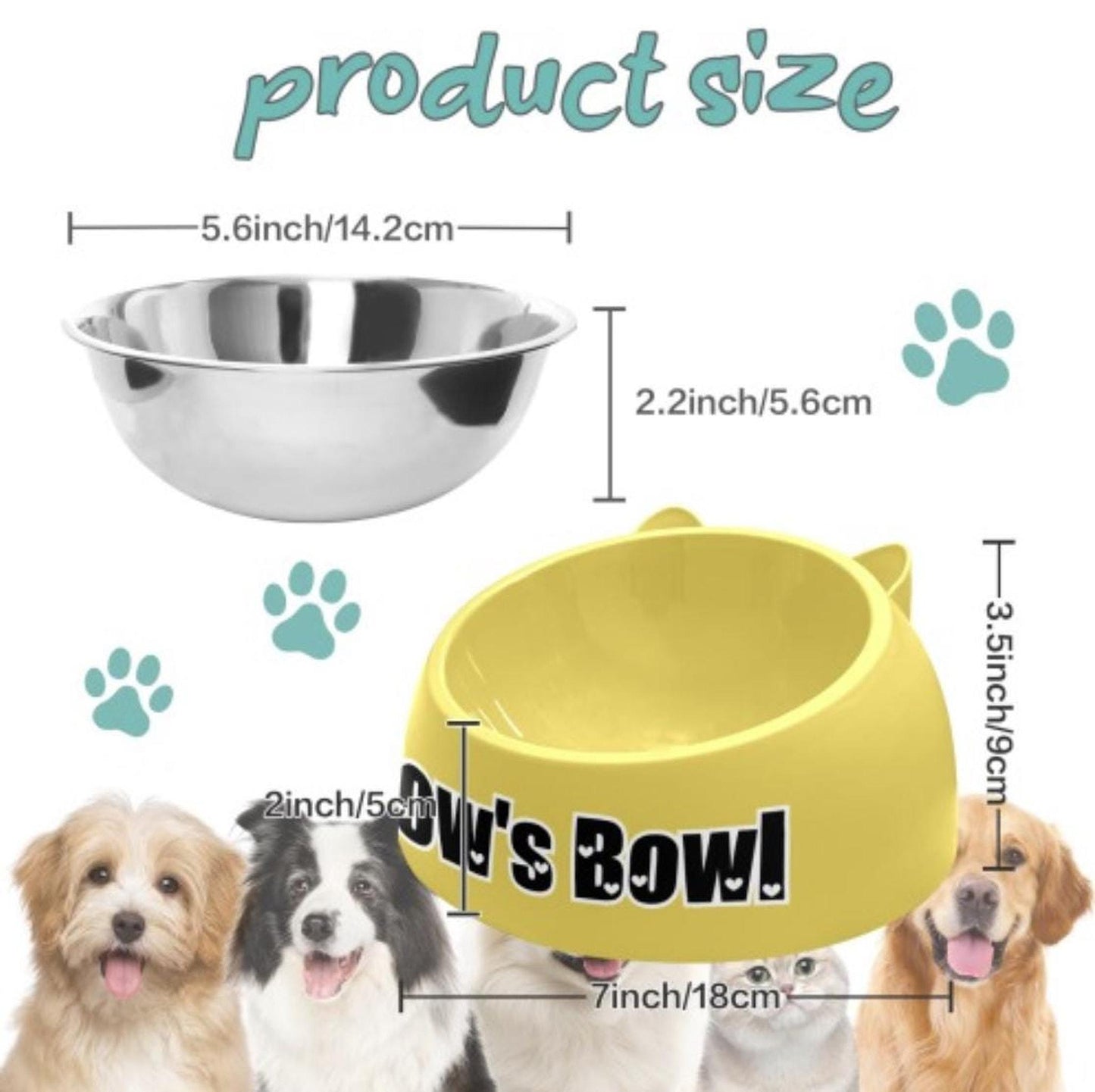 Custom Pet Bowl with Name, Personalized Stainless Steel Dish and Non-Slip Base