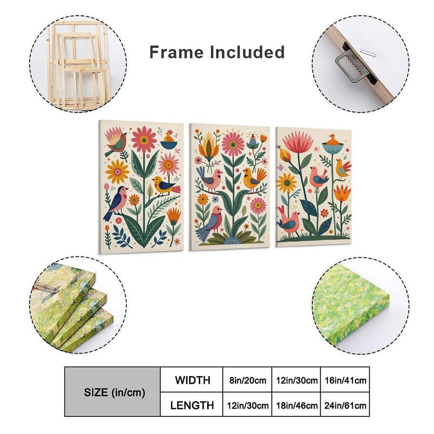 Triptych Canvas Art Set, Modern Three-Piece Wall Decor in Multiple Sizes