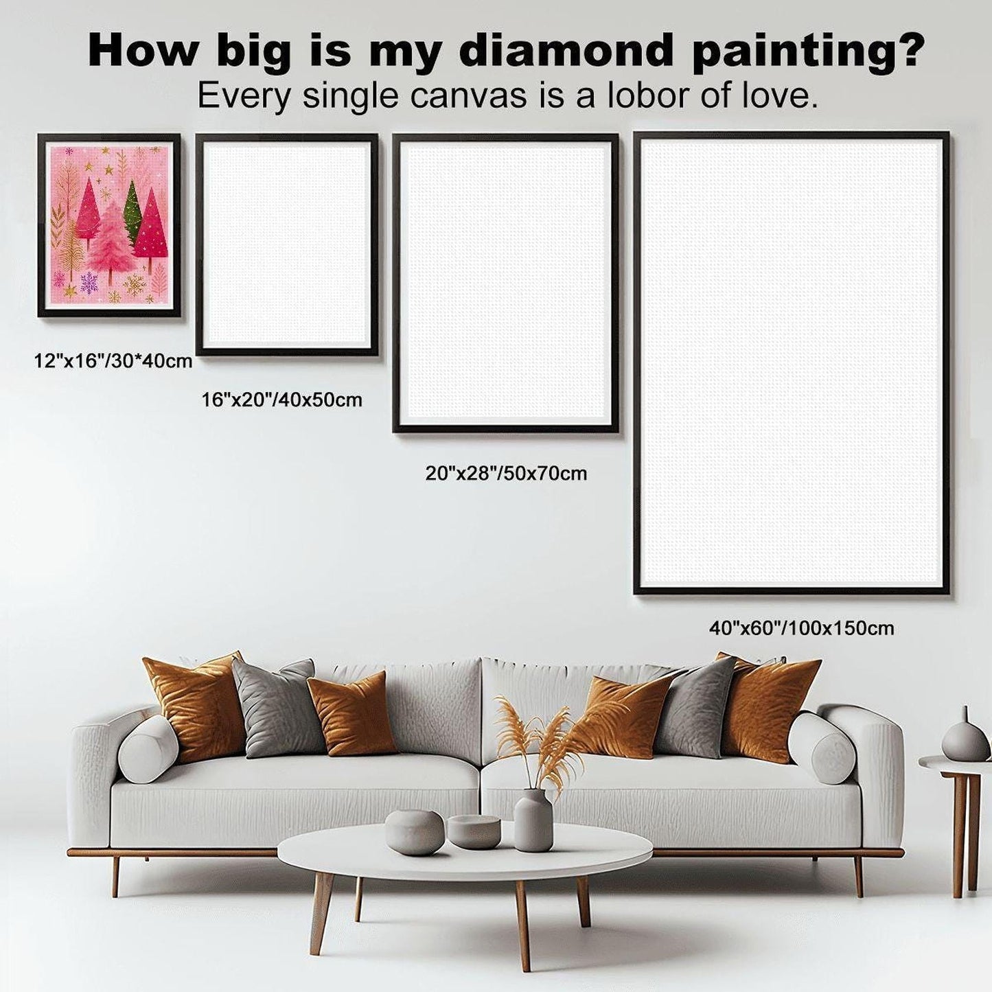 Pink Tree Diamond Painting Kit, DIY Canvas Art for Holiday Decor
