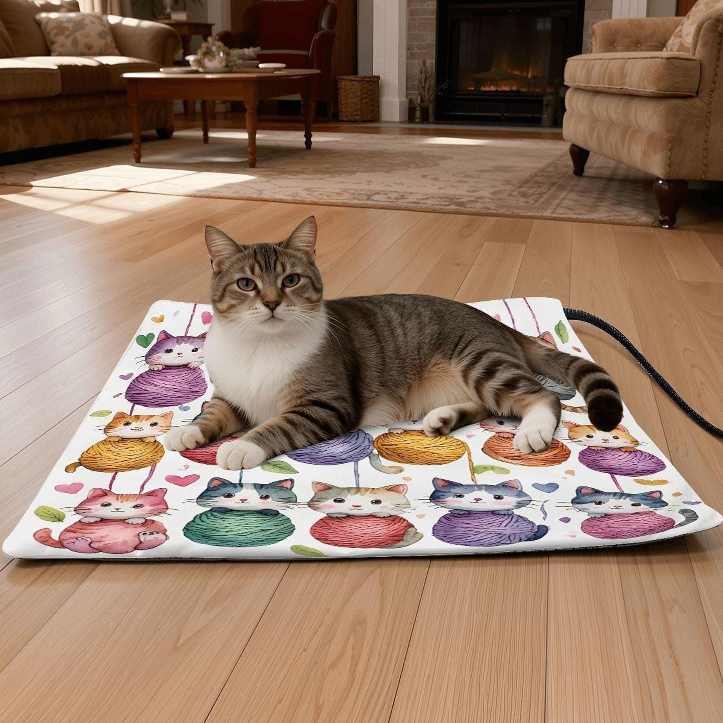 Cat Heating Pad, Cozy Electric Warmer with Soft Fleece Cover