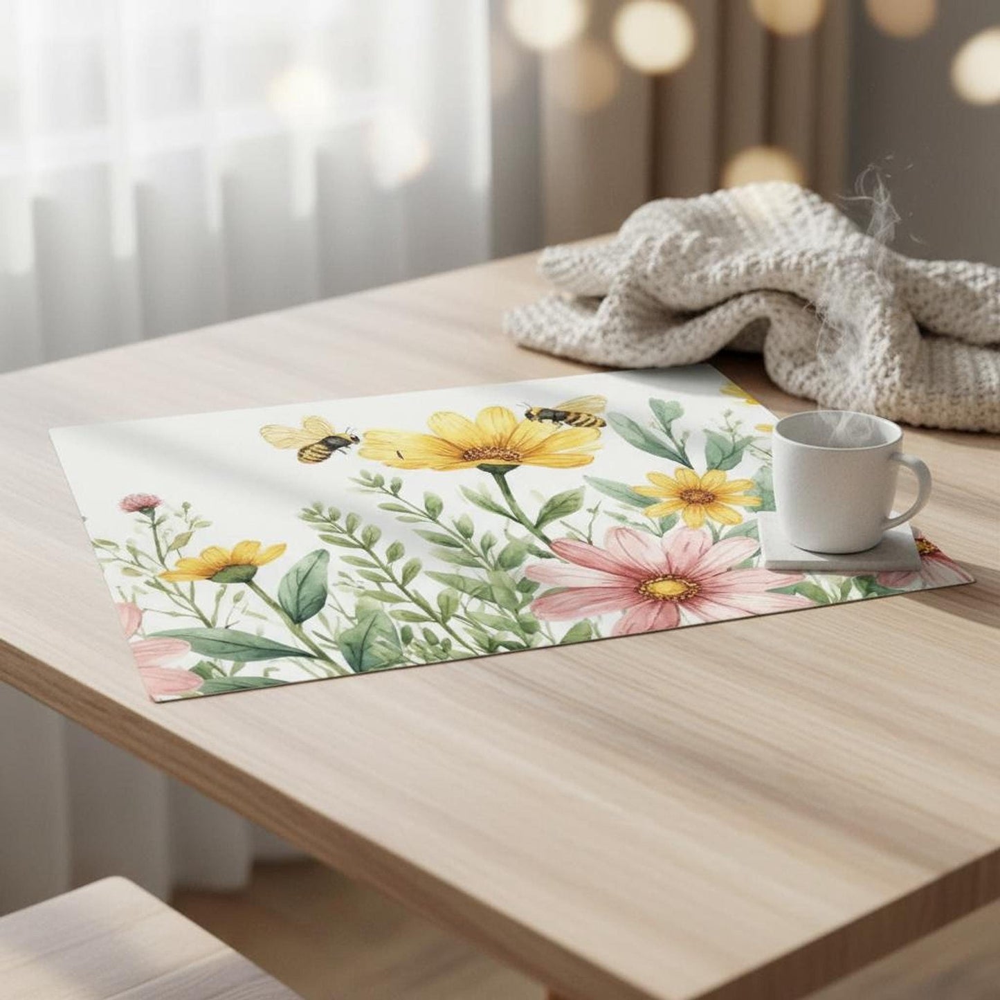 Floral Drying Mat, Large Microfiber Kitchen Dish Mat with Absorbent Design