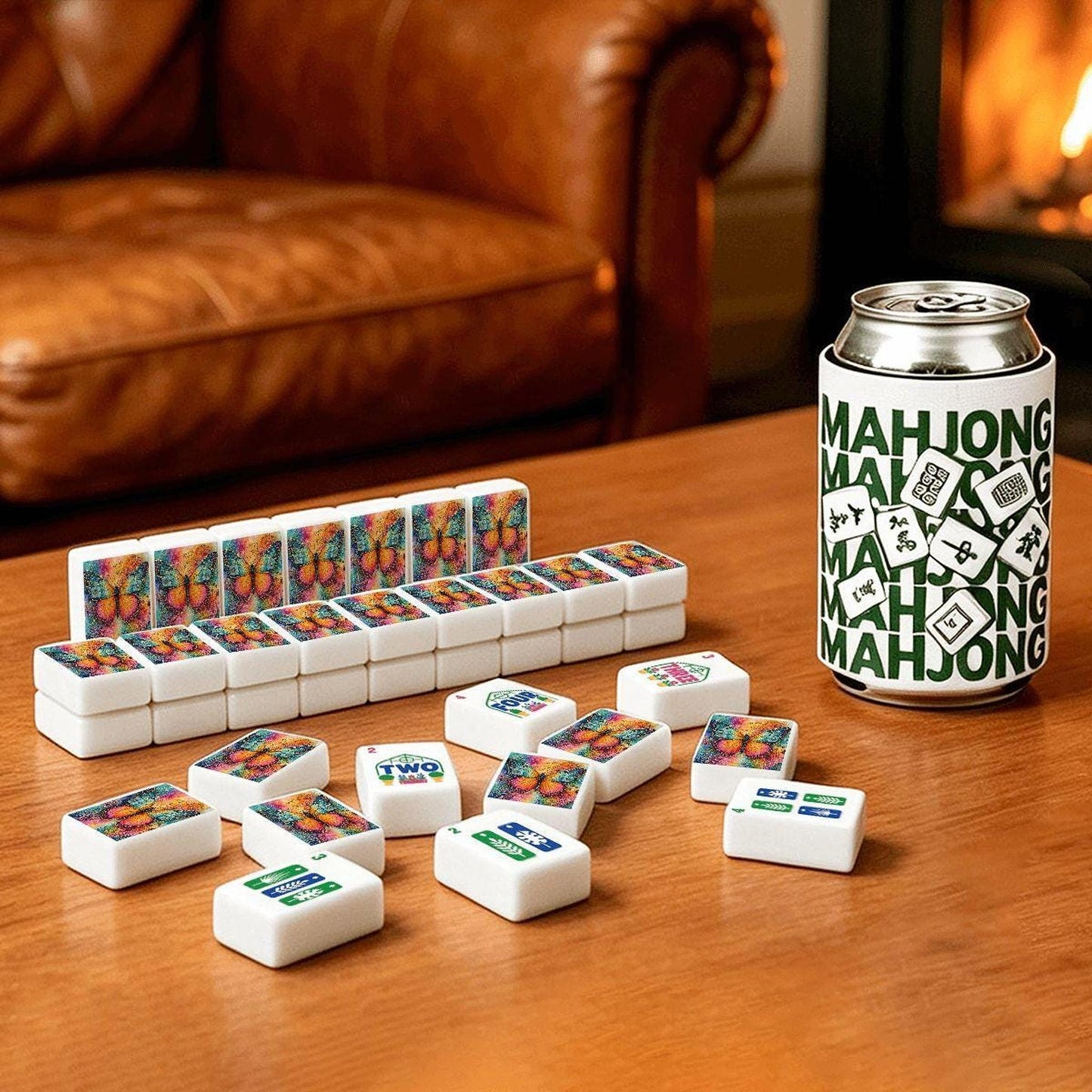 Butterfly Mahjong Tile Set, 160 Acrylic with Joker Designs for Game Night