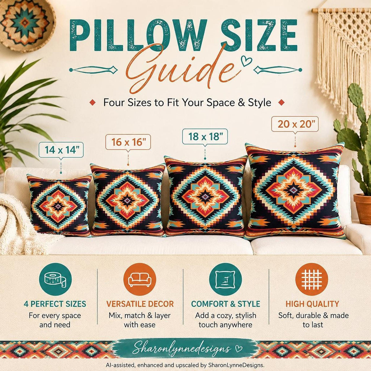 Southwestern Aztec Throw Pillow: Bohemian Home Decor Accent