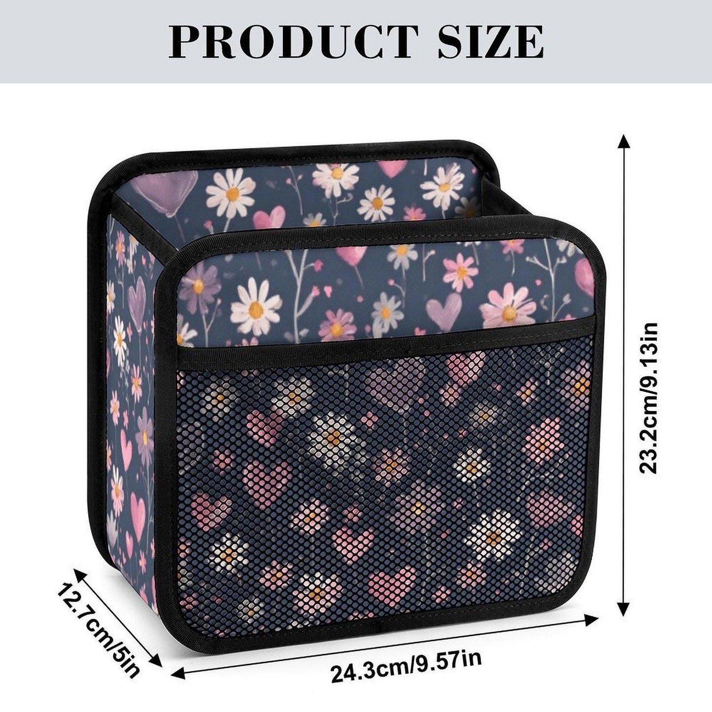 Blue Heart Car Seat Organizer, Durable PU Storage Bag with Mesh Pockets