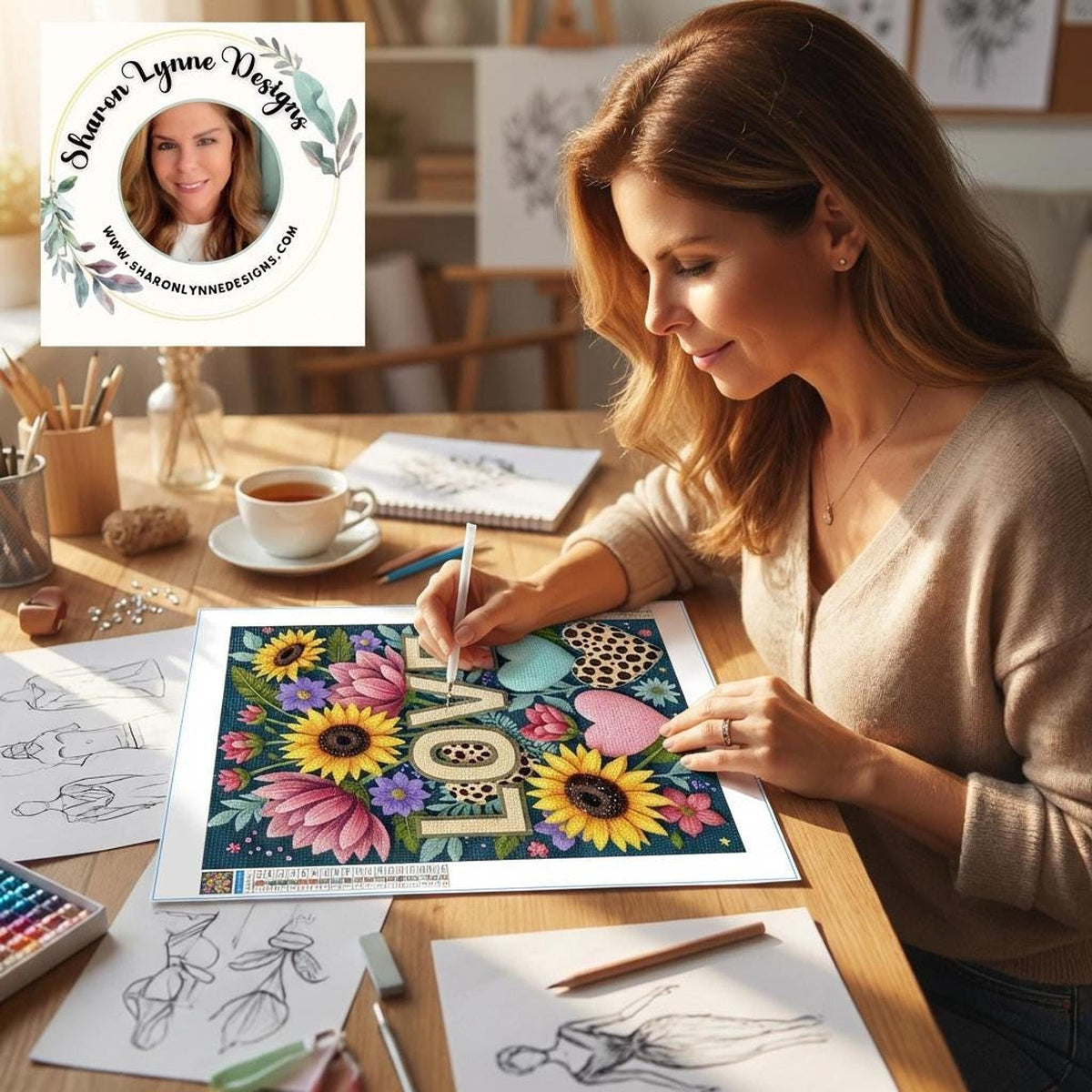 Love DIY Diamond Painting Kit No Frame - Romantic Heart Art Craft Project Sparkle Canvas