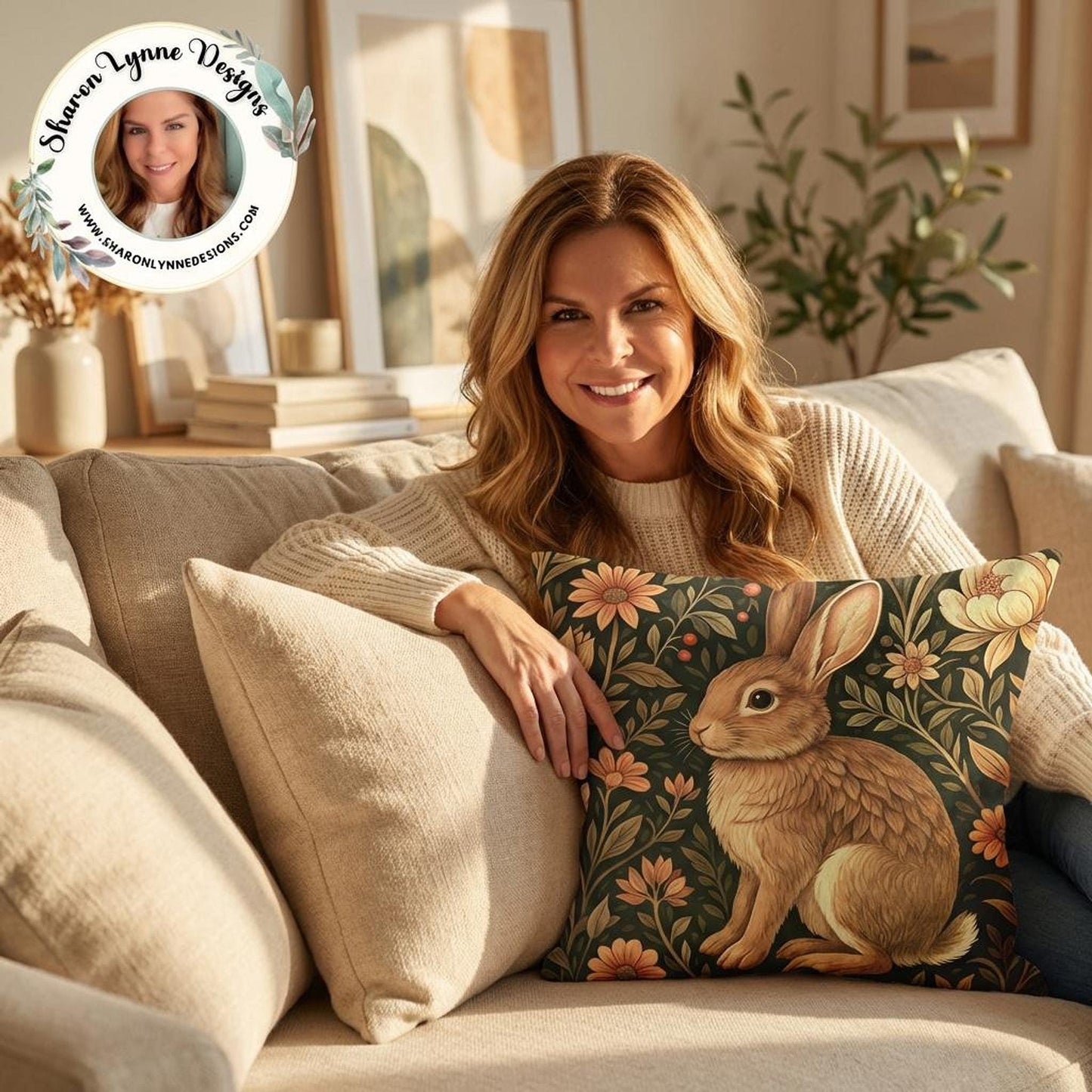 Faux Suede Bunny Pillow Cover, Double-Sided Print with Polyester Insert