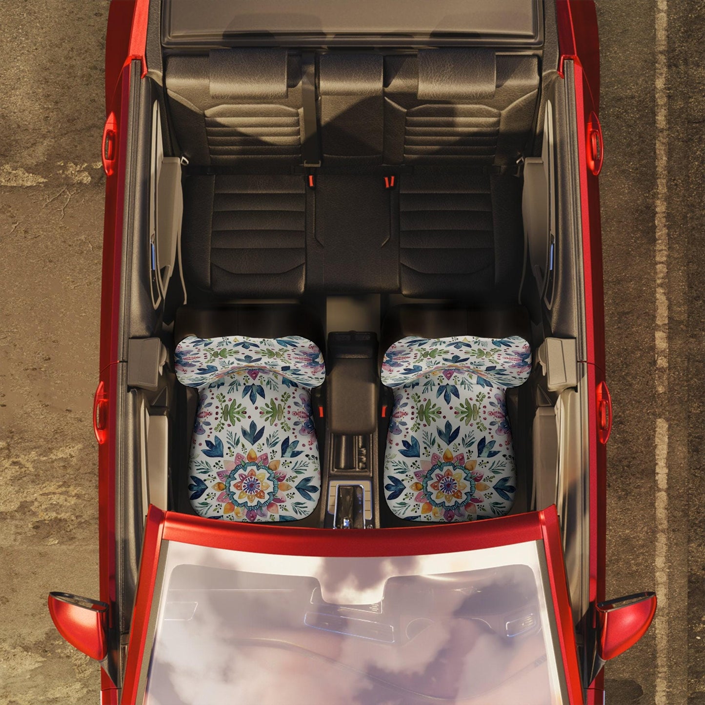 Boho Car Seat Covers, Floral Polyester Design for Stylish Protection