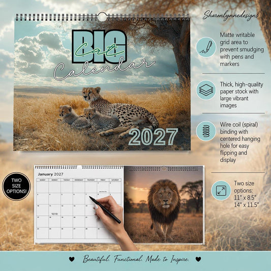 Big Cat Calendar 2027 - Feline Photography Wall Planner