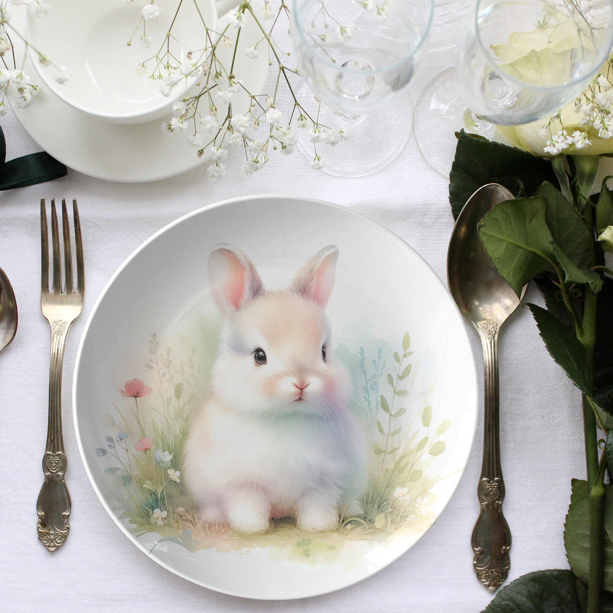 Bunny Dinner Plates: Handcrafted Rabbit Design for Easter, Holiday Gifts & Tableware Collections