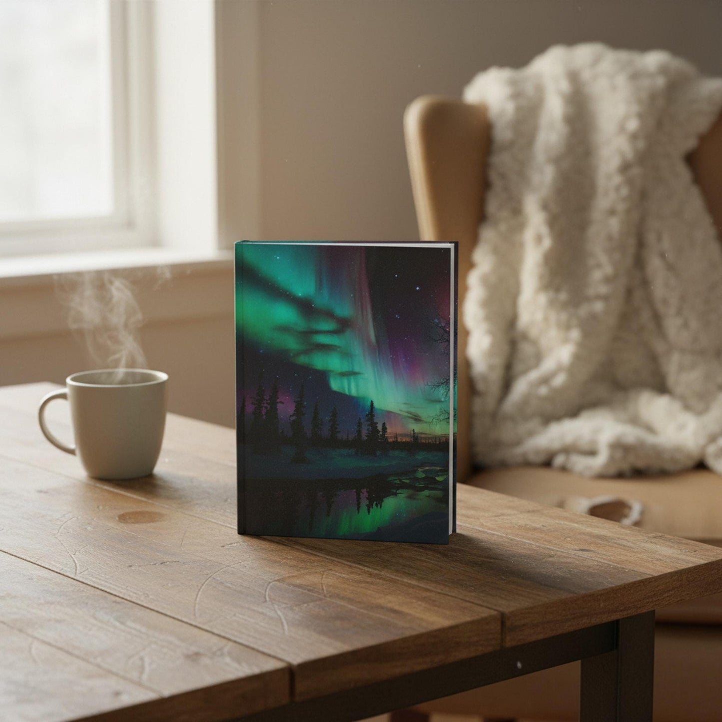 Aurora Borealis Inspired Hardcover Journal, Northern Lights Design for Creative Expression