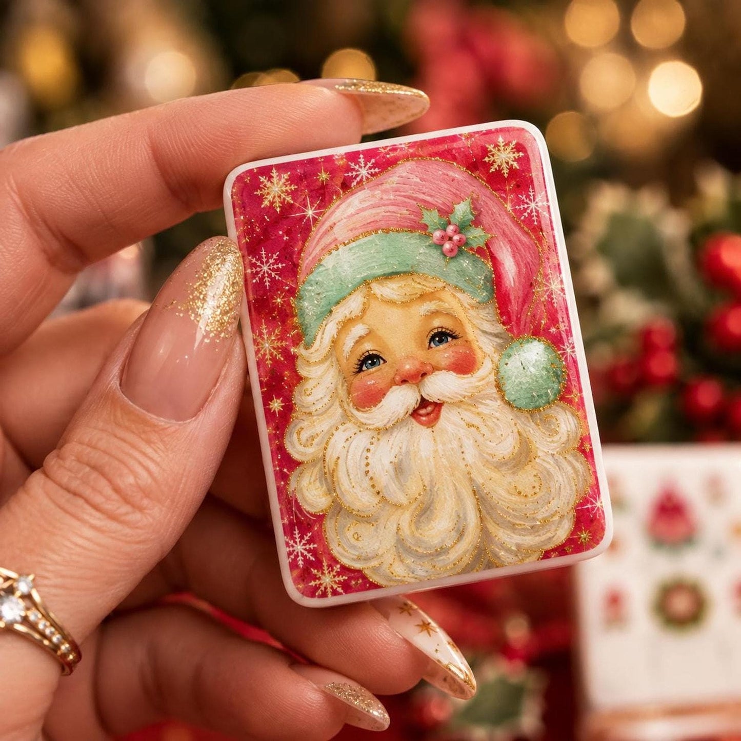 Santa Mahjong Tiles Set, Jolly Christmas Design for Holiday Game Nights