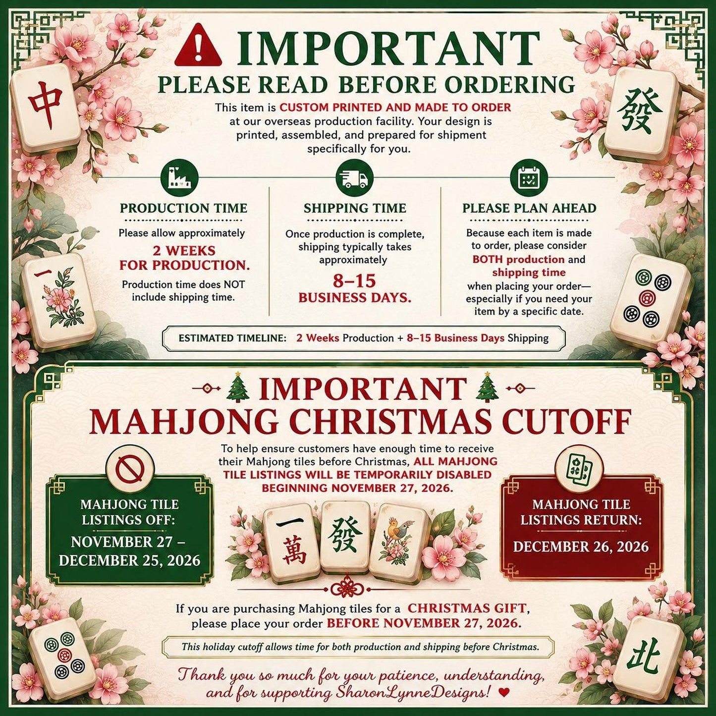 American Mahjong Set, Christmas Gnome Design with 160 Acrylic Tiles
