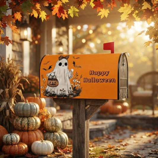 Weatherproof Holiday Mailbox Wrap, Waterproof 100% Oxford Polyester with Magnetic Halloween Design