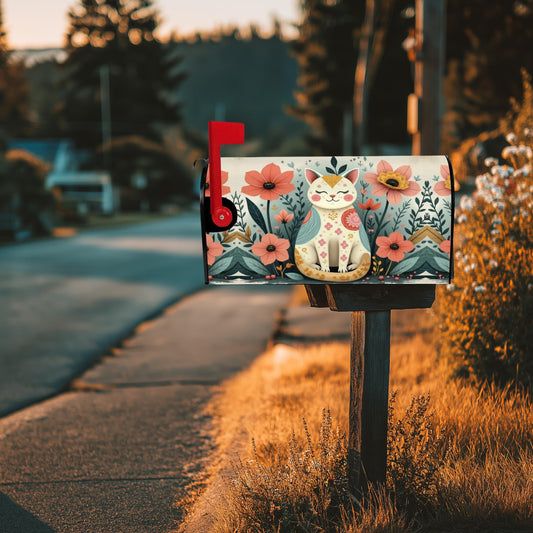Cat Magnetic Mailbox Cover - Decorative Outdoor Garden Post Box Decor for Cat Lovers