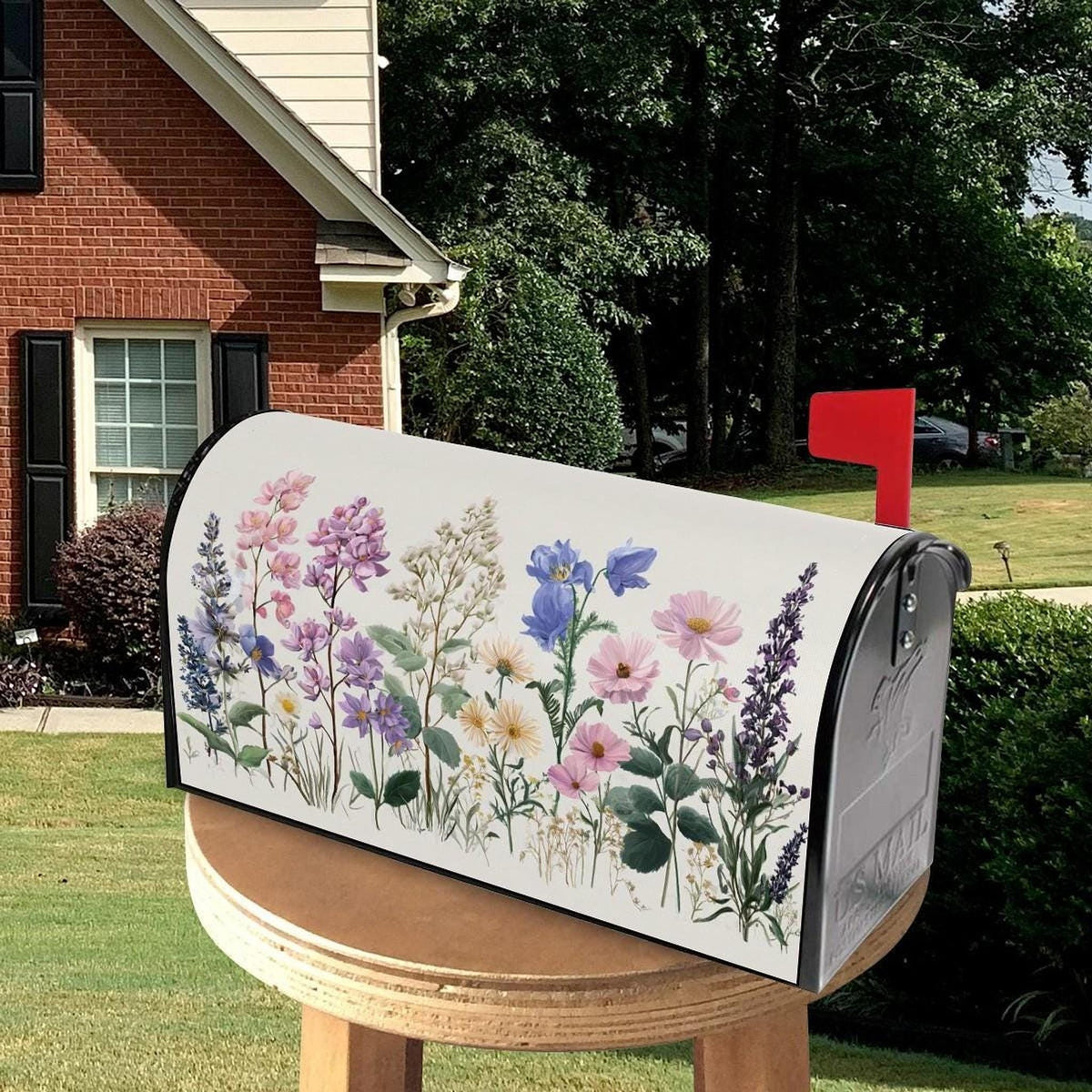 Floral Magnetic Mailbox Covers - Decorative Garden Post Mail Box Wrap Weather Resistant Outdoor Decor