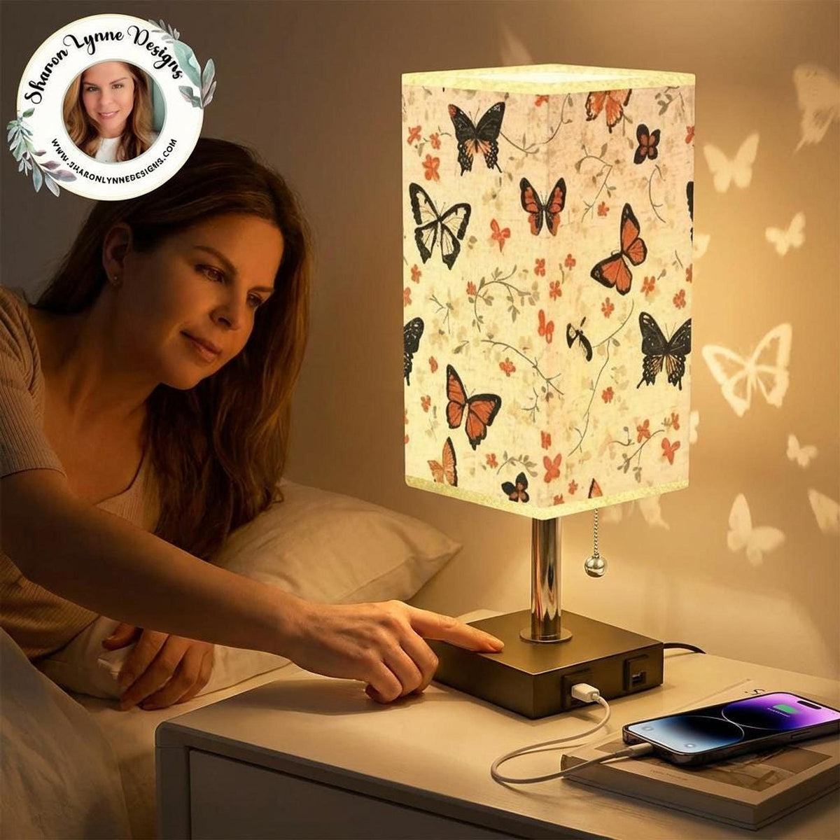 Butterfly Table Lamp with USB Port and Gold Accent for Modern Home Decor