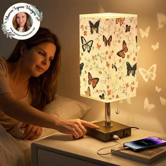 Butterfly Table Lamp with USB Port and Gold Accent for Modern Home Decor