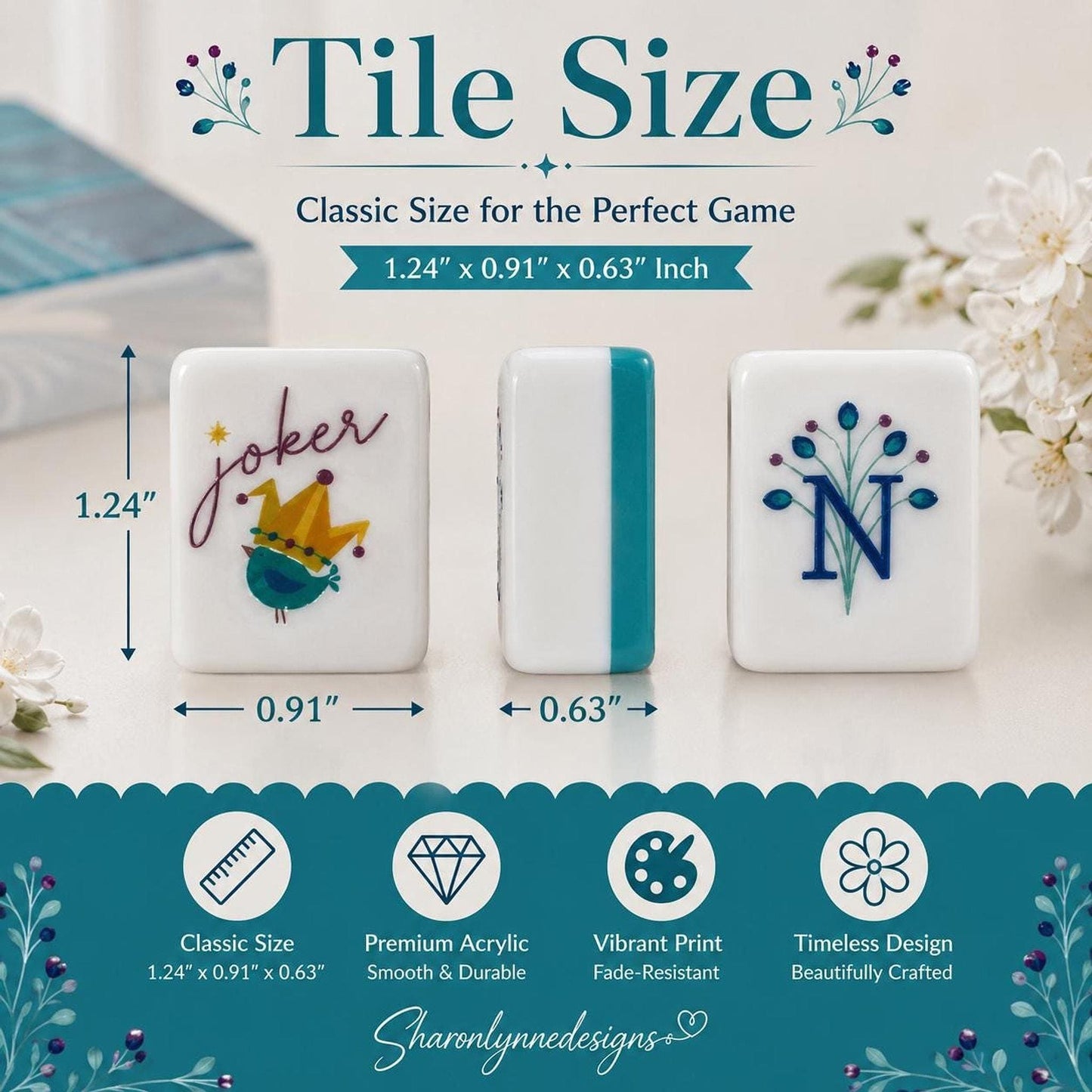 Blue Mahjong Set, American Tiles with Jokers and Blanks, Tote Bag Included