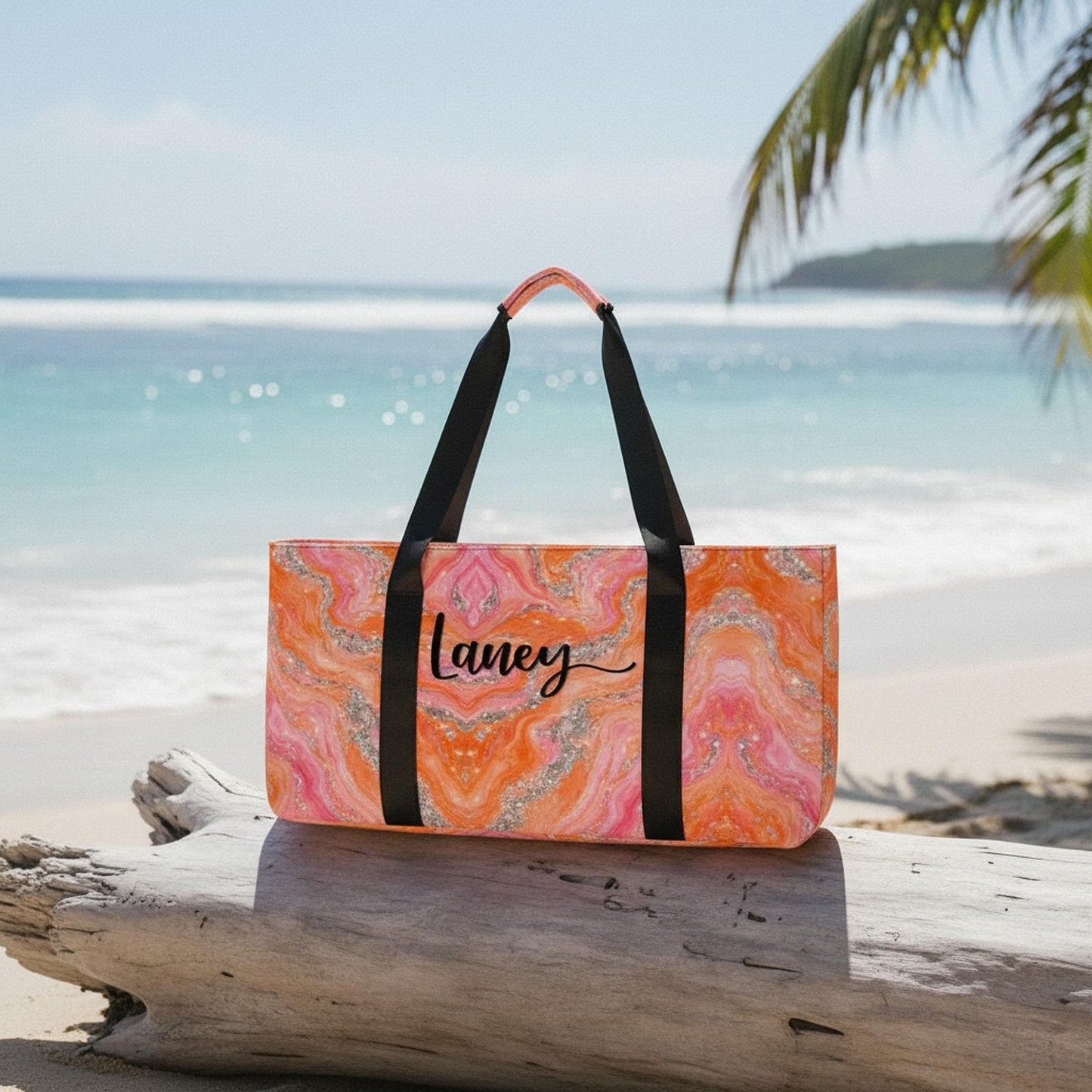 Custom Mahjong Bag, Pink Orange Canvas Set with Three-Piece Storage Organizer
