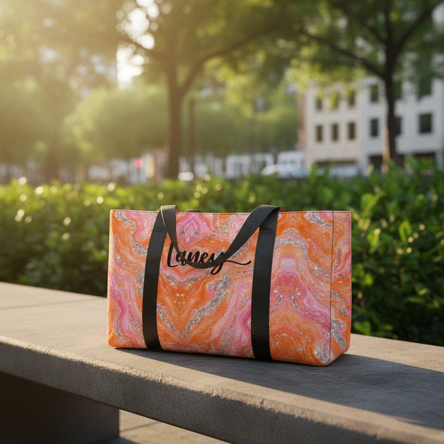 Custom Mahjong Bag, Pink Orange Canvas Set with Three-Piece Storage Organizer