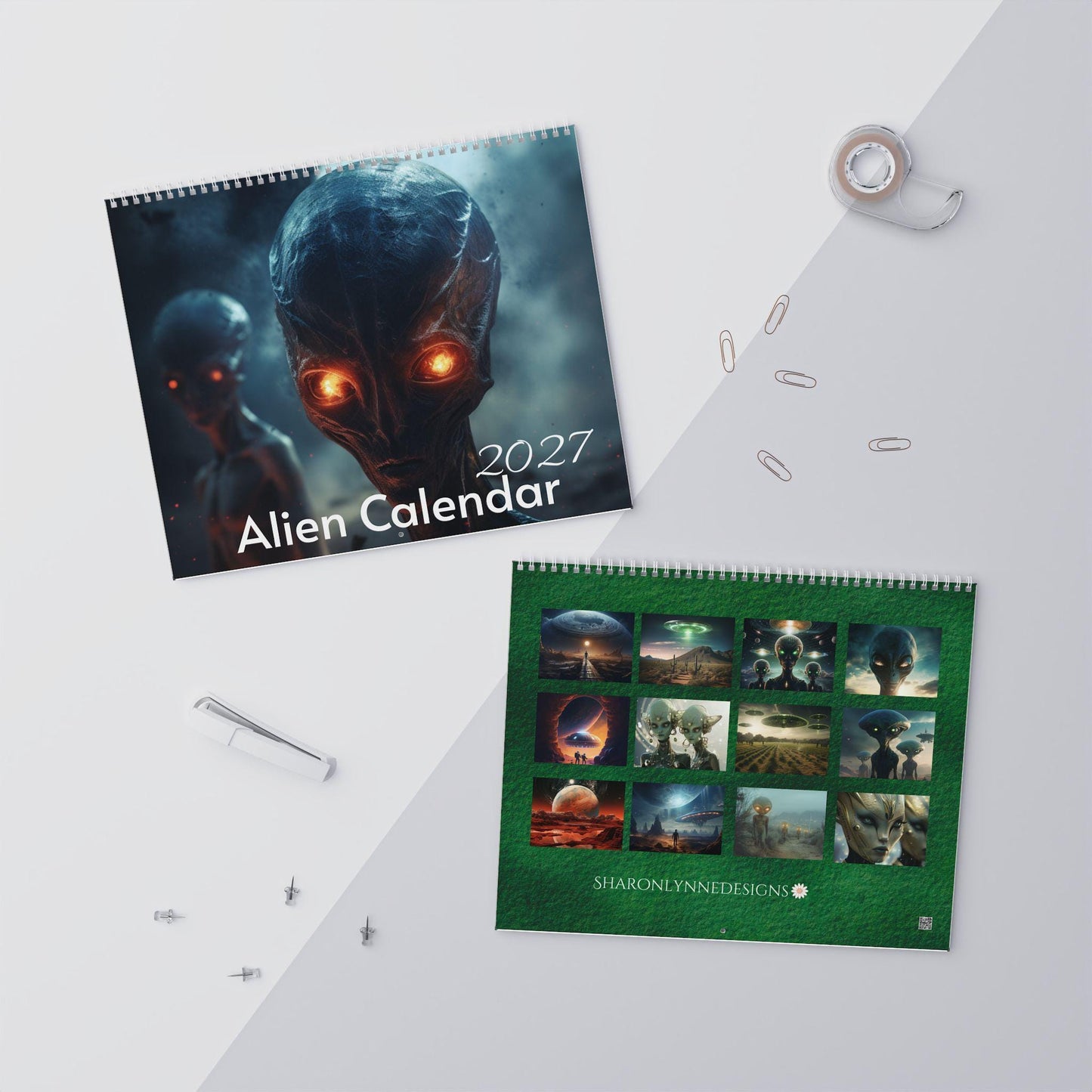 Alien 2027 Wall Calendar - Sci-Fi Space Theme Monthly Planner, Extraterrestrial Home Decor