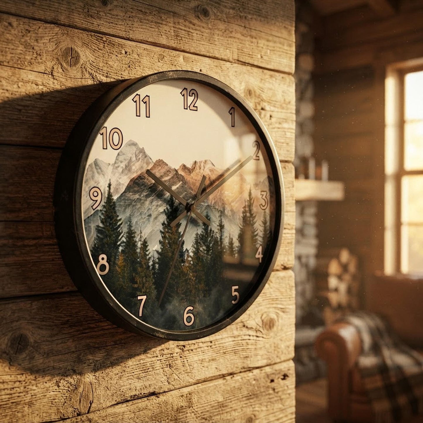 Functional Timepiece, 10 x 10-Inch Wood Frame Wall Clock with Silent Plexiglass Face