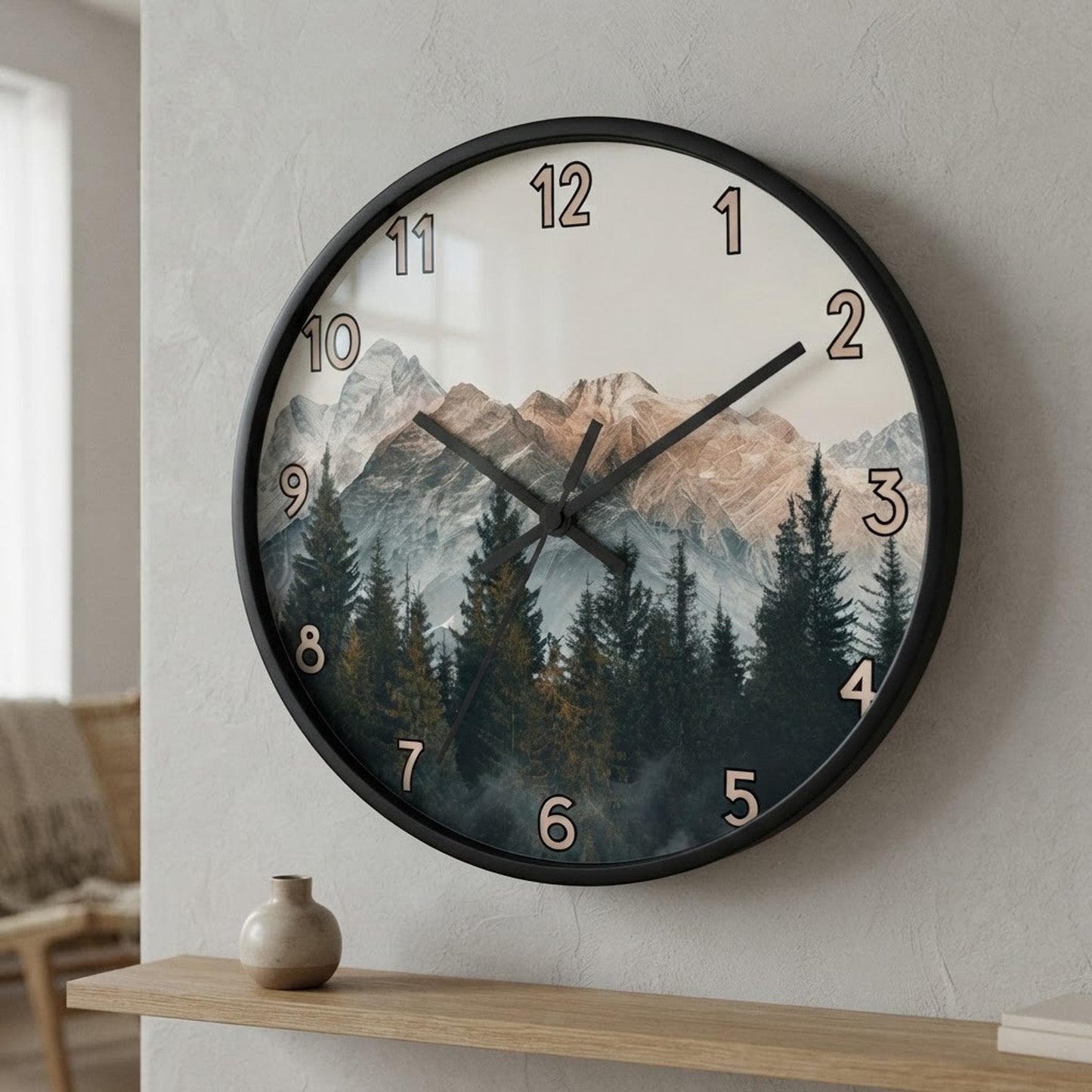 Functional Timepiece, 10 x 10-Inch Wood Frame Wall Clock with Silent Plexiglass Face
