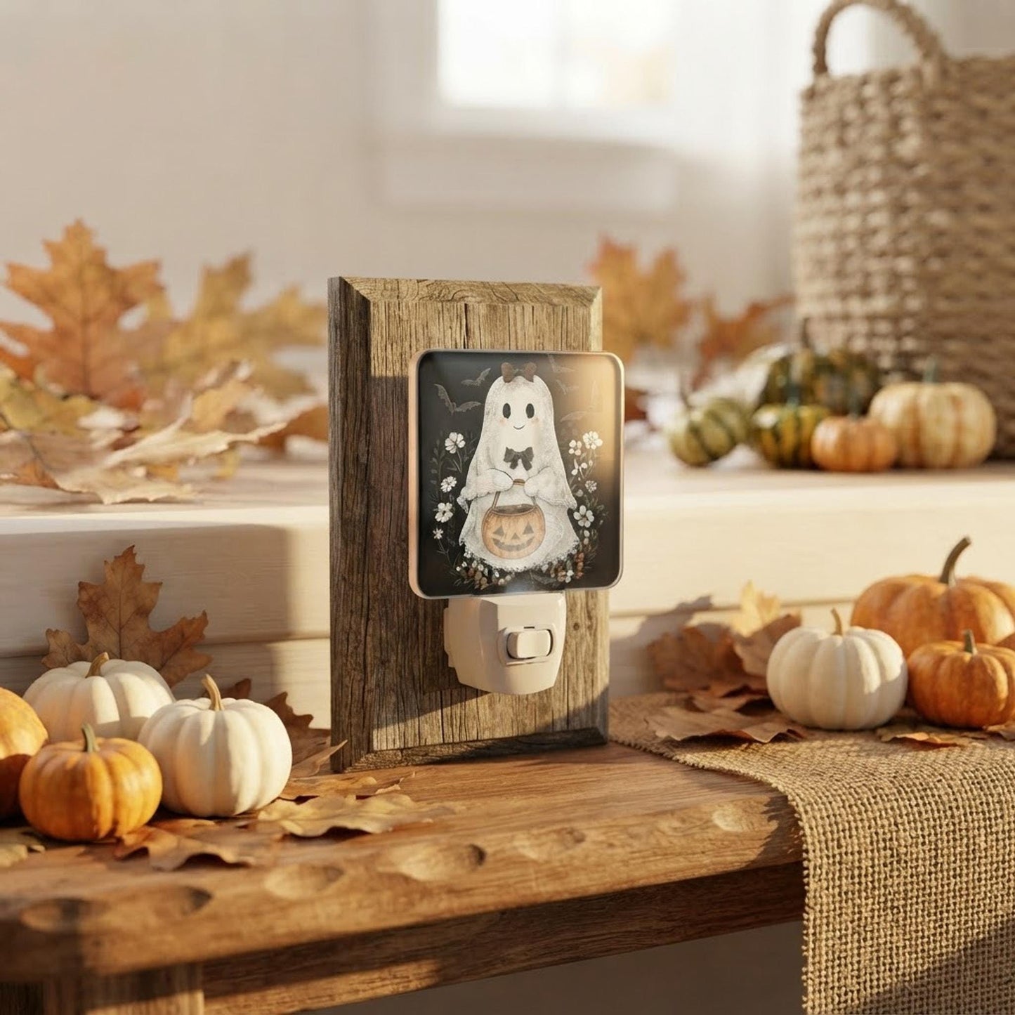 Horror Themed Spirit LED Night Lights, 2-Piece ABS Set with Automatic Sensor