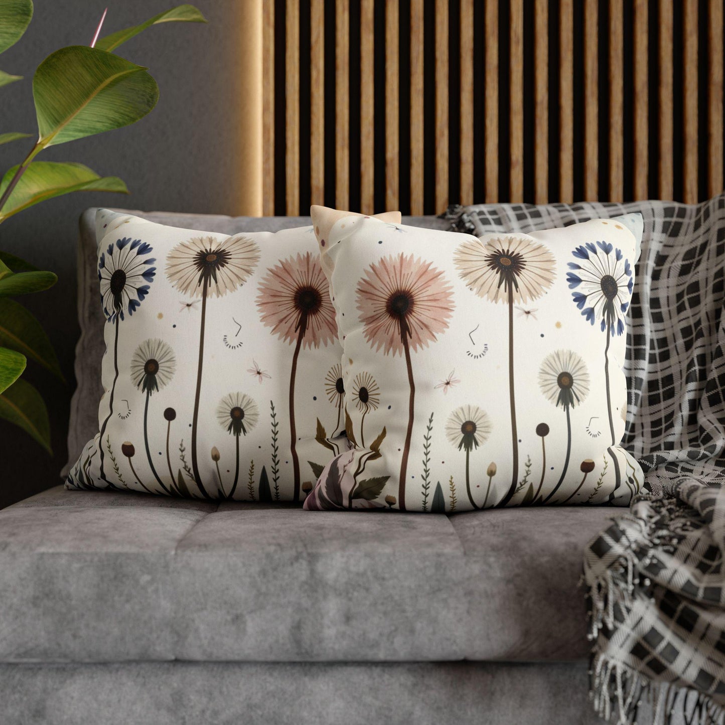 Reading Nook Pillow, Dandelion Field 100% Faux Suede Polyester Cover, Double-Sided Print