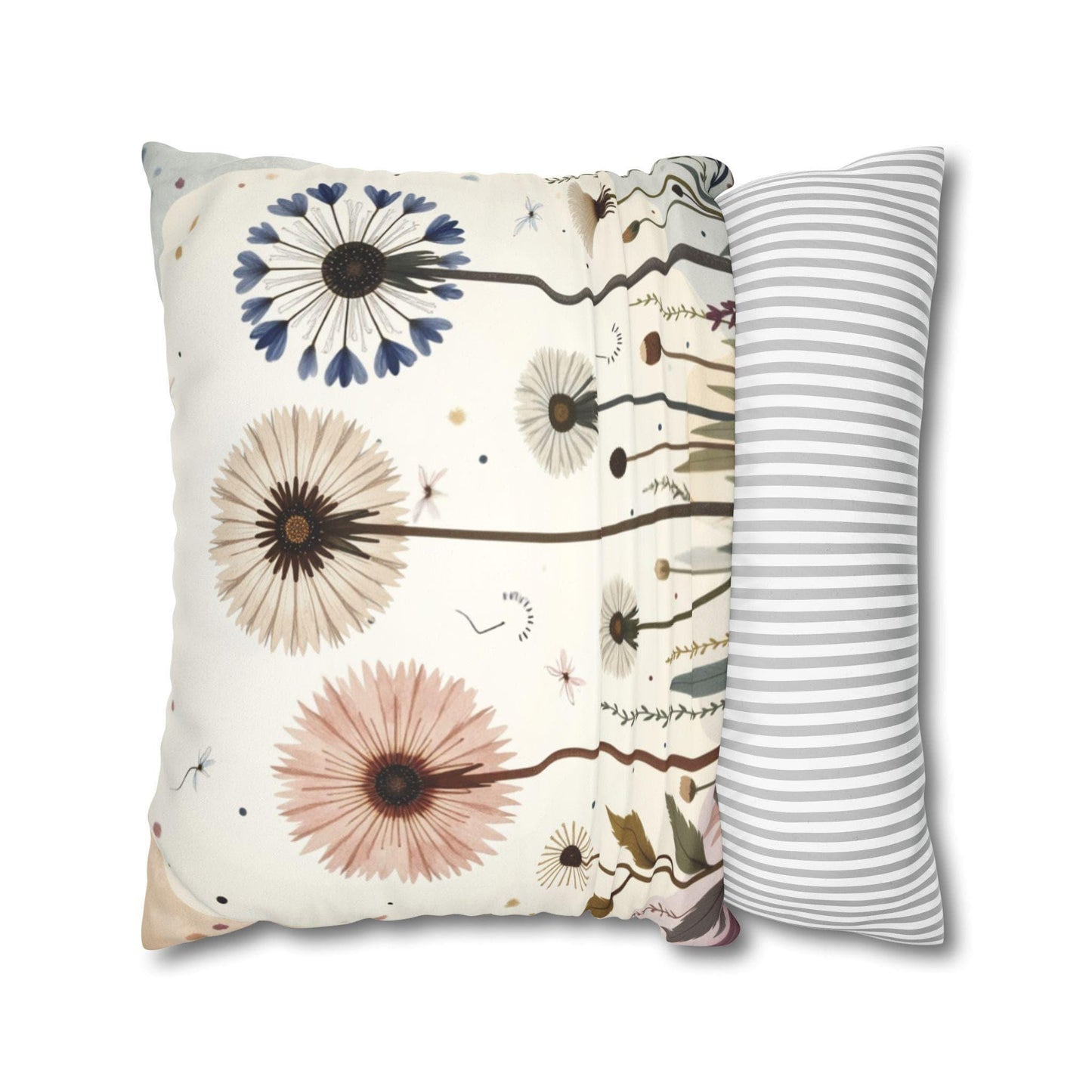 Reading Nook Pillow, Dandelion Field 100% Faux Suede Polyester Cover, Double-Sided Print